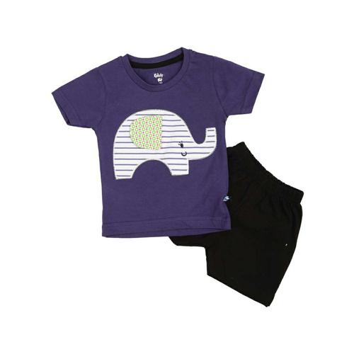 blue cotton blend shorts set twin sets & dungree - 20342632 - Very Small Image - 1