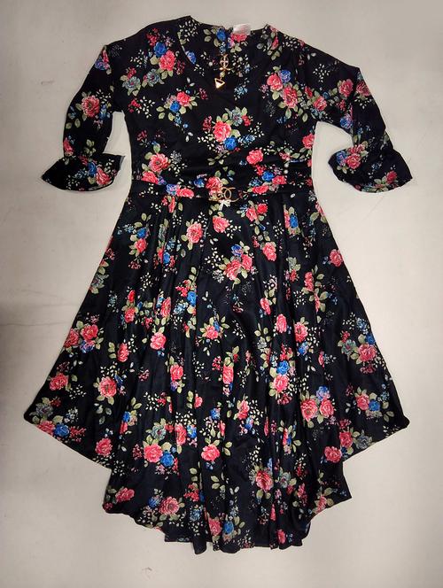 girls round neck bell sleeve frock - 20342907 - Very Small Image - 1