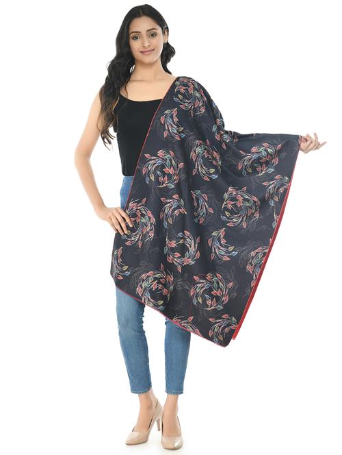 women charcoal printed wool pashmina shawl - 20343850 - Very Small Image - 1