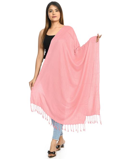 women solid pink wool pashmina shawl - 20343977 - Very Small Image - 1