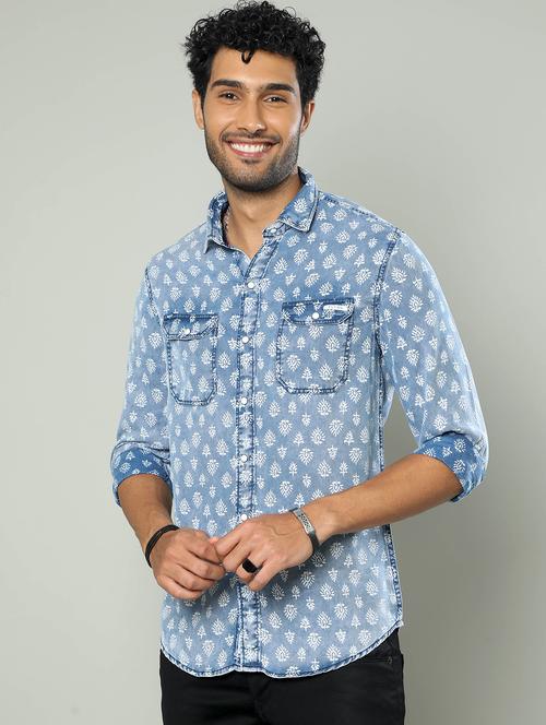 mens block print casual shirt - 20344337 - Very Small Image - 1