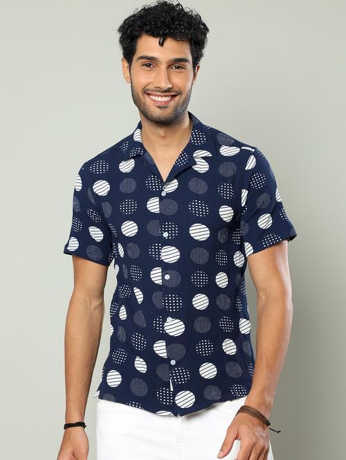 mens polka dots casual shirt - 20344373 - Very Small Image - 1