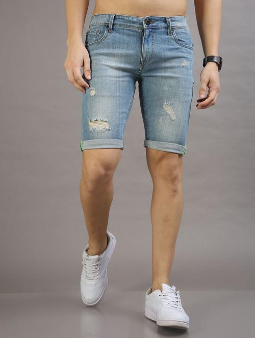 men blue washed cotton short - 20344410 - Very Small Image - 1