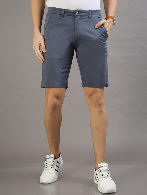 men charcoal grey solid cotton short - 20344420 - Very Small Image - 1