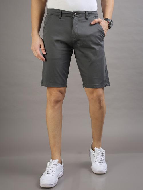 men charcoal solid slim fit cotton short - 20344423 - Very Small Image - 1