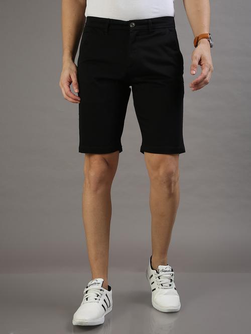 men black solid slim fit cotton short - 20344425 - Very Small Image - 1