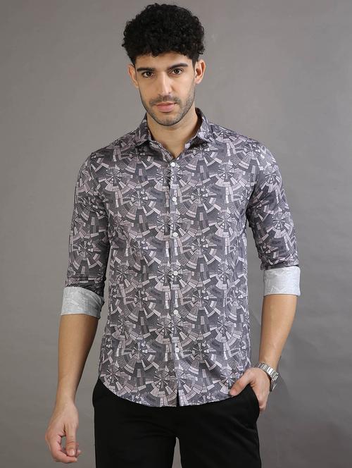 mens geometric casual shirt - 20344484 - Very Small Image - 1