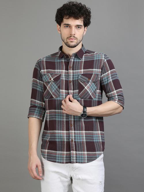 mens checks casual shirt - 20344495 - Very Small Image - 1