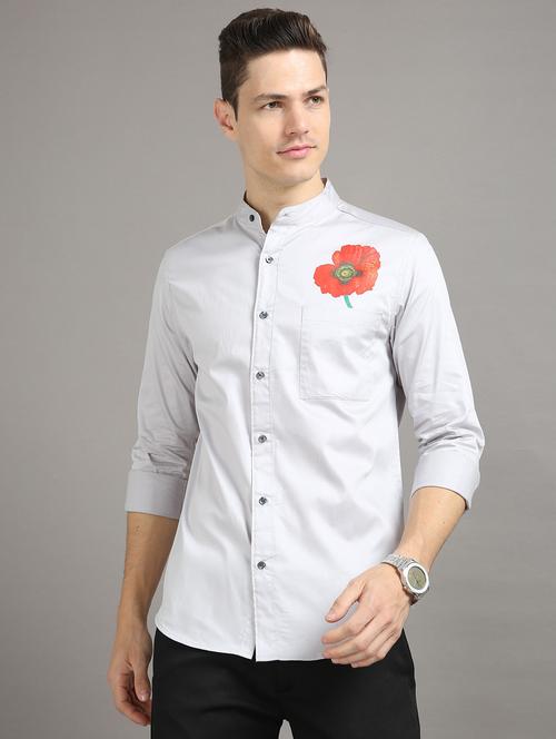 mens placement print casual shirt - 20344529 - Very Small Image - 1