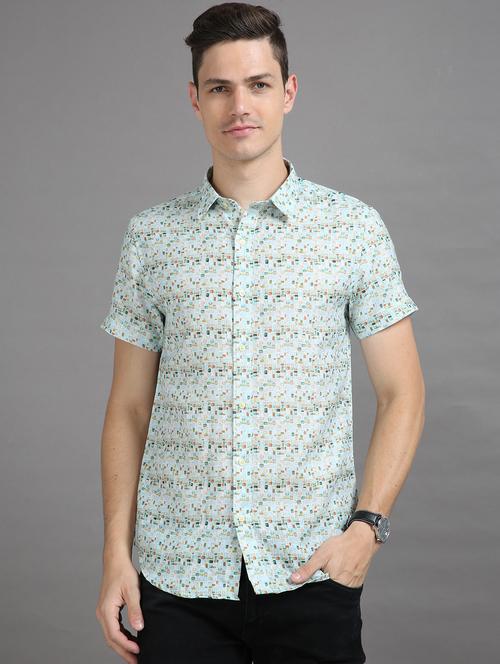 mens micro print casual shirt - 20344544 - Very Small Image - 1