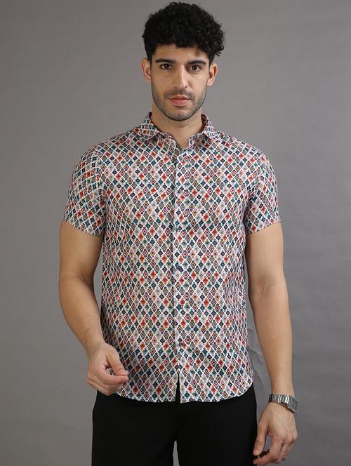 mens geometric casual shirt - 20344553 - Very Small Image - 1