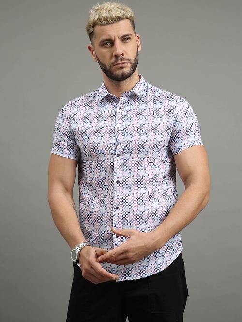 mens geometric casual shirt - 20344559 - Very Small Image - 1
