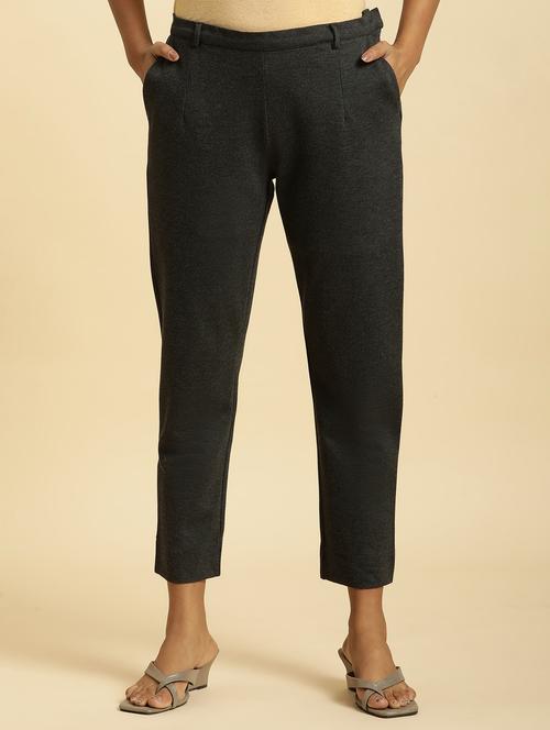 women grey rayon cigarette pant - 20344642 - Very Small Image - 1