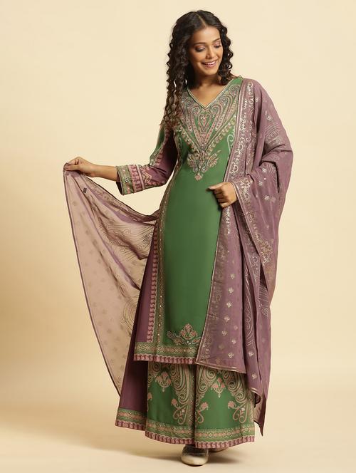 green colored kurta palazzo set - 20344936 - Very Small Image - 1