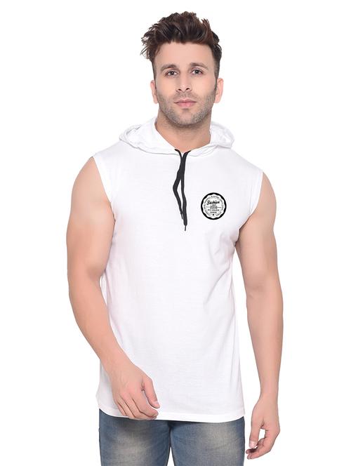 men logo print sleeveless hooded t-shirt - 20345060 - Very Small Image - 1
