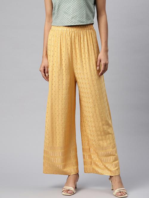 tan solid with work palazzo - 20345286 - Very Small Image - 1
