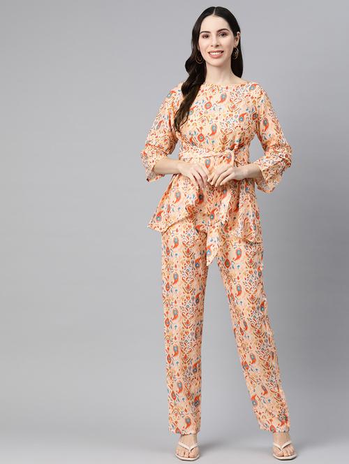 peach printed co-ord set - 20345305 - Very Small Image - 1