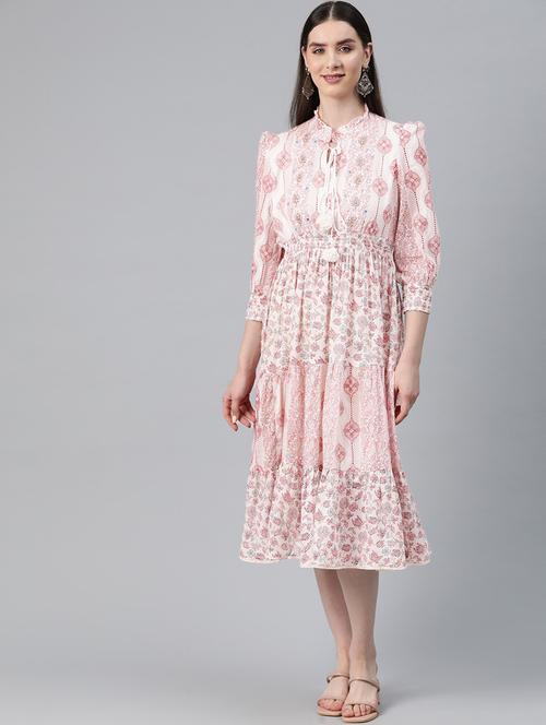 pink printed ethnic dress - 20345331 - Very Small Image - 1