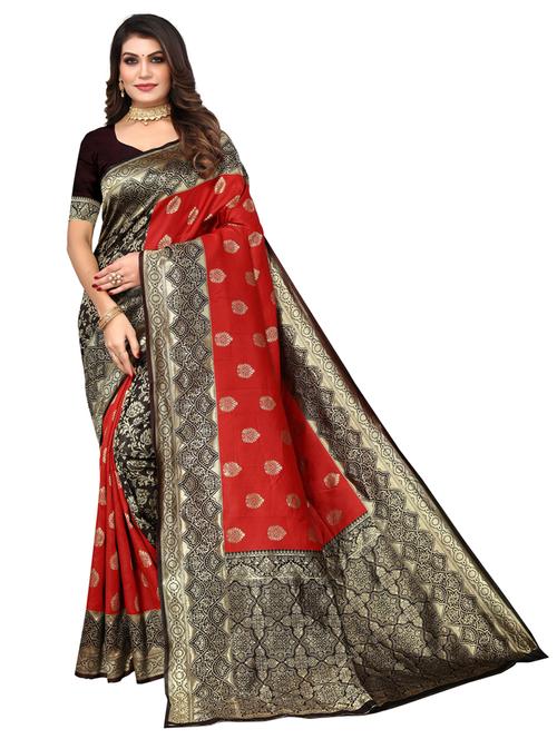 women zari work kanjivaram saree with blouse - 20346303 - Very Small Image - 1