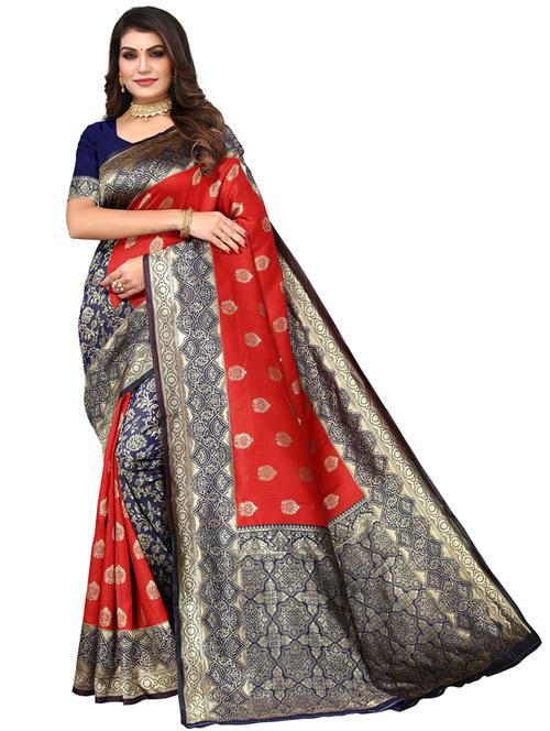 women zari work kanjivaram saree with blouse - 20346307 - Very Small Image - 1