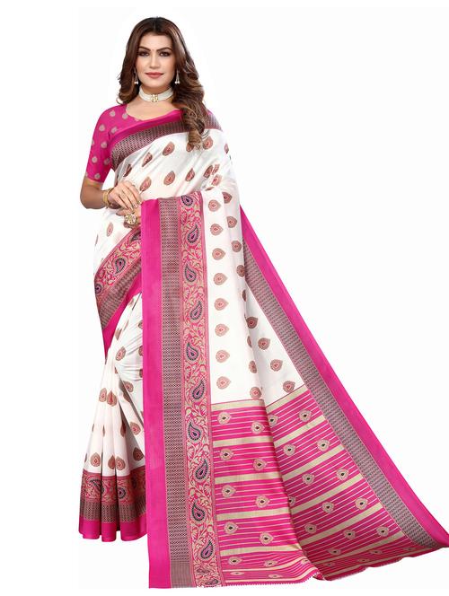 women white bordered saree with blouse - 20346419 - Very Small Image - 1