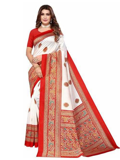 women white bordered saree with blouse - 20346429 - Very Small Image - 1