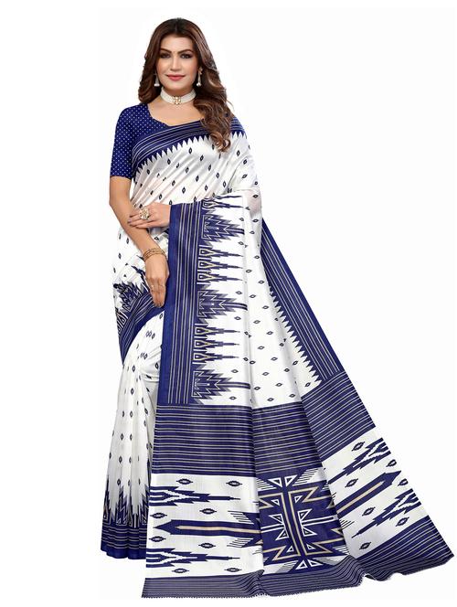 ikat art silk printed saree with blouse - 20346443 - Very Small Image - 1