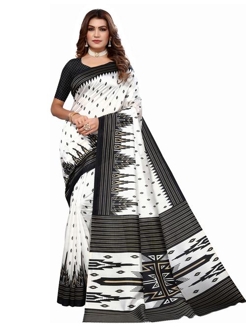 ikat art silk printed saree with blouse - 20346444 - Very Small Image - 1