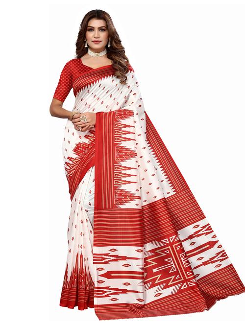 ikat art silk printed saree with blouse - 20346447 - Very Small Image - 1