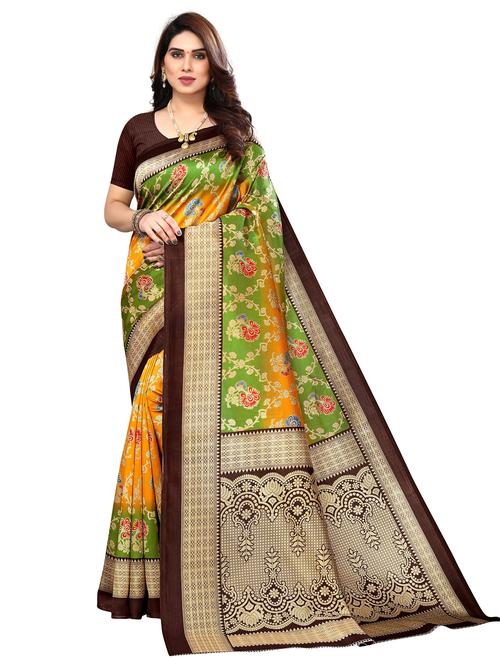 floral art silk printed saree with blouse - 20346453 - Very Small Image - 1