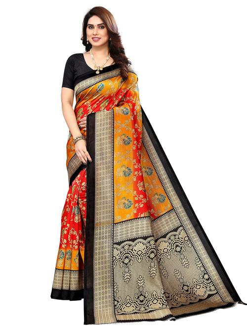 floral art silk printed saree with blouse - 20346454 - Very Small Image - 1