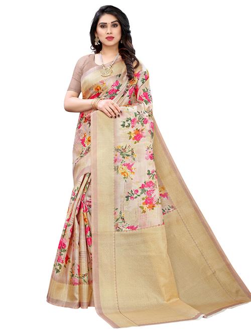 floral print art silk saree - 20346467 - Very Small Image - 1