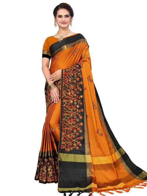 women mustard embroidered saree - 20346490 - Very Small Image - 1