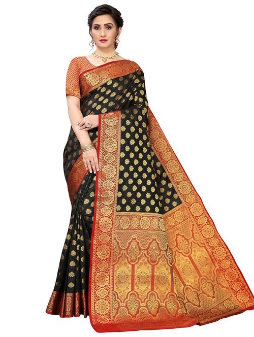 women zari work kanjivaram saree with blouse - 20346570 - Very Small Image - 1