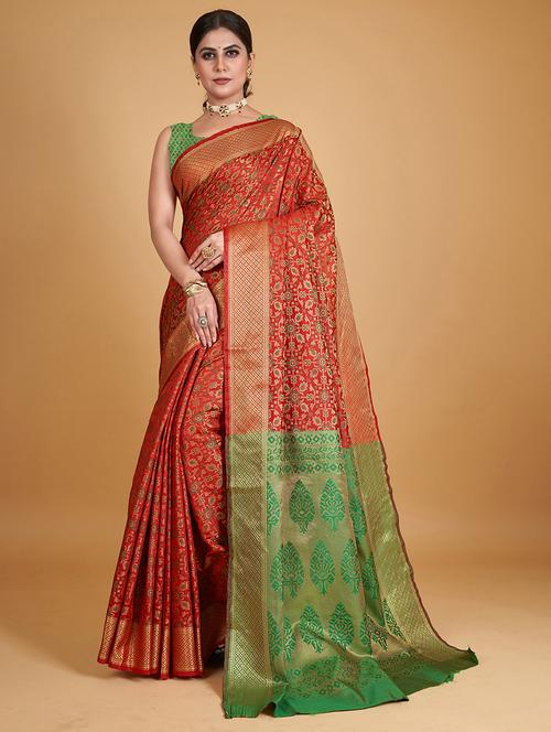 women zari work banarasi saree with blouse - 20346638 - Very Small Image - 1