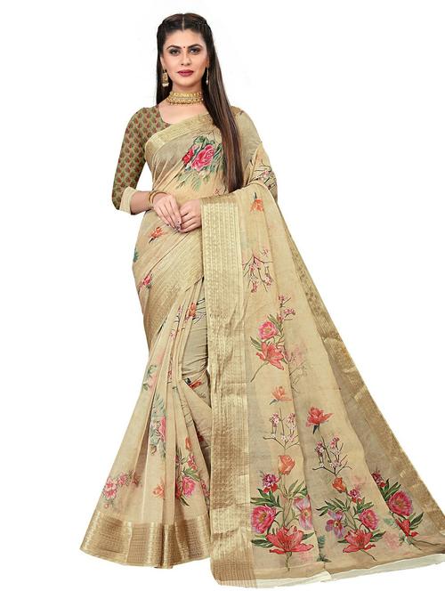 women floral printed saree with blouse - 20346809 - Very Small Image - 1