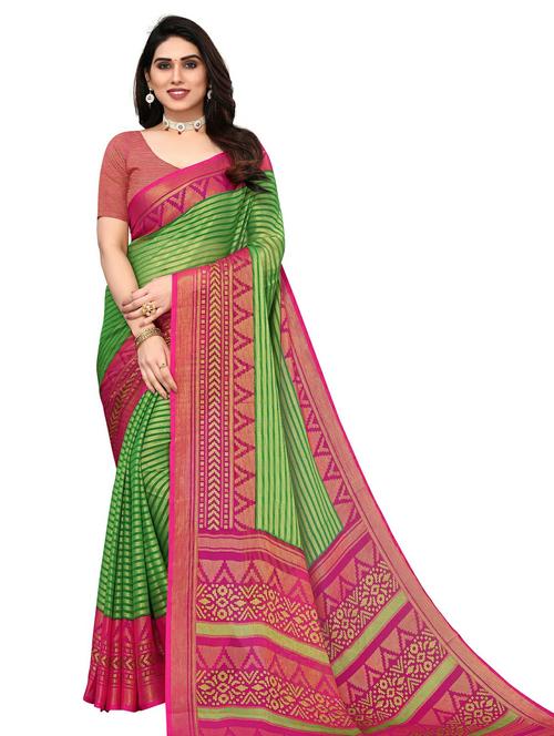 women's printed green colored saree - 20346840 - Very Small Image - 1