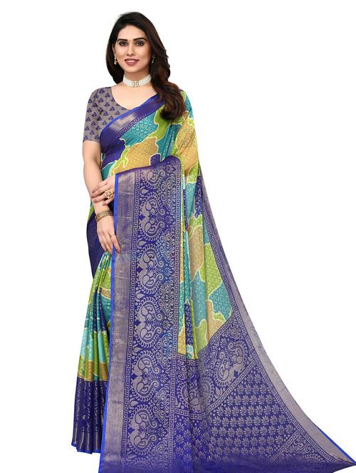 women multi color printed saree with blouse - 20346846 - Very Small Image - 1