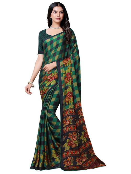 women's checks green colored saree - 20346921 - Very Small Image - 1