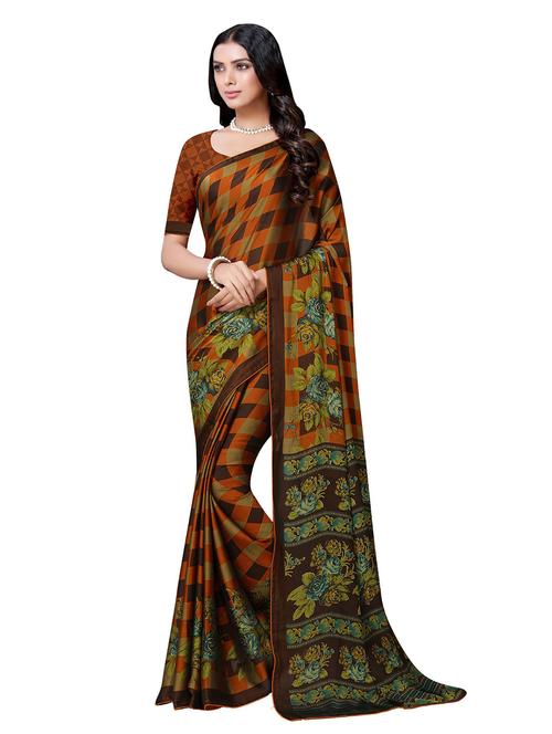 women multi color checkered chiffon saree with blouse - 20346925 - Very Small Image - 1