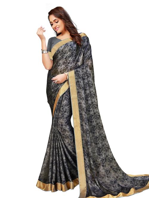 steel colored bordered saree with blouse - 20346967 - Very Small Image - 1