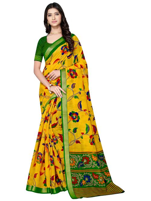 women floral printed bordered saree with blouse - 20346991 - Very Small Image - 1
