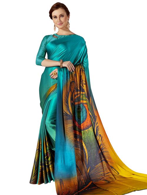 women printed embellished saree with blouse - 20346995 - Very Small Image - 1
