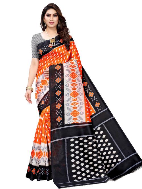 ikat printed saree with blouse - 20347253 - Very Small Image - 1