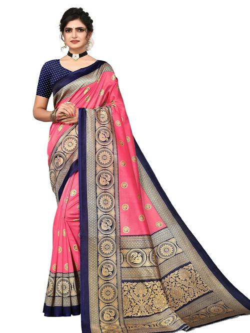 pink colored bordered saree with blouse - 20347270 - Very Small Image - 1