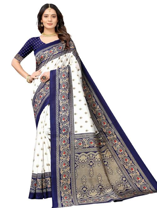 white colored bordered saree - 20347277 - Very Small Image - 1