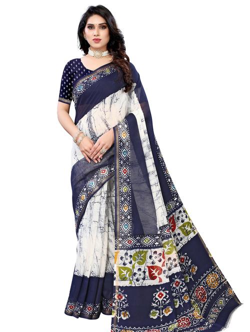 contrast border printed saree - 20347515 - Very Small Image - 1