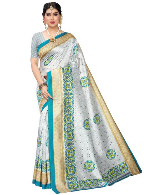 women printed bordered saree with blouse - 20348039 - Very Small Image - 1