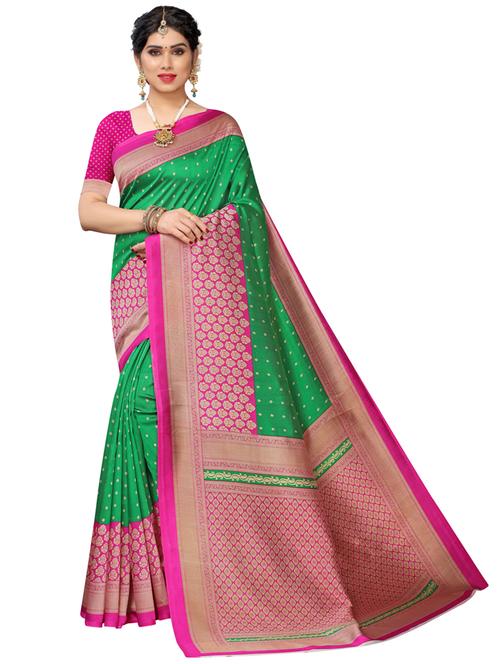 women printed bordered saree with blouse - 20348330 - Very Small Image - 1
