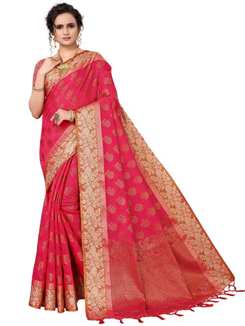 women's self design pink colored saree with blouse - 20348348 - Very Small Image - 1